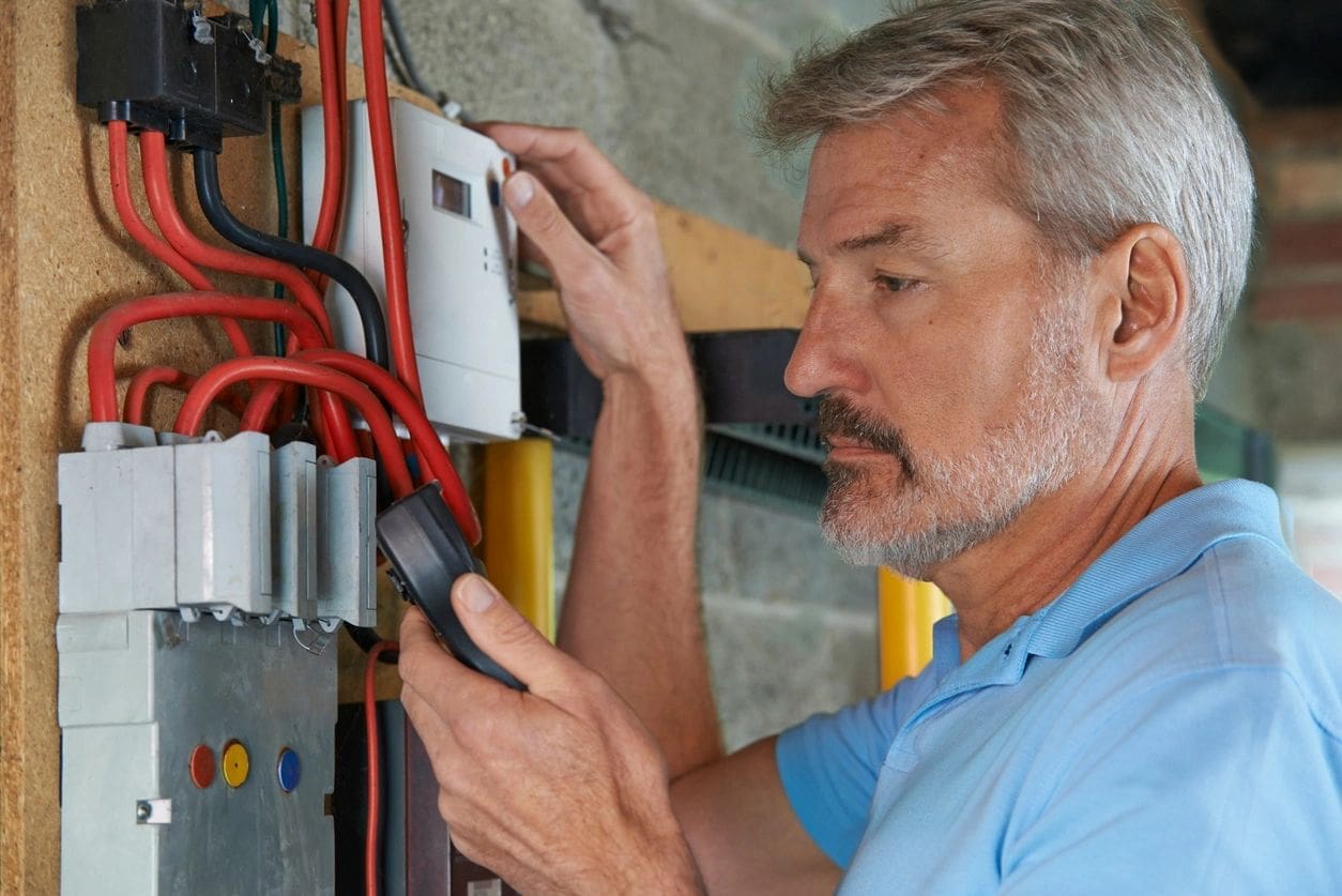 A man holding a remote control in his hand.